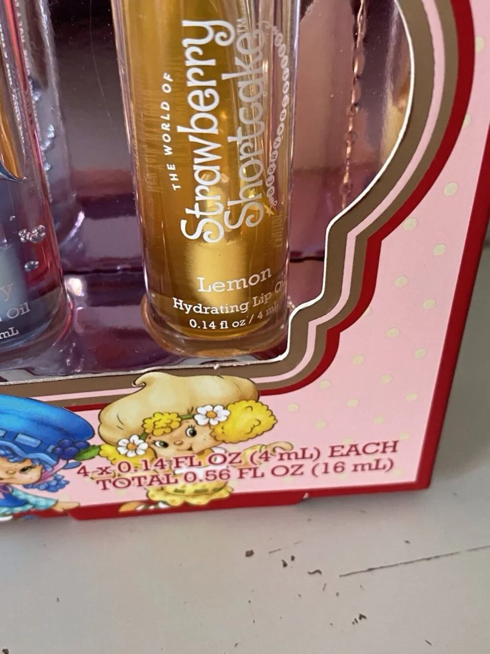 4 Pk Strawberry Shortcake‎ Scented Hydrating Lip Oils Raspberry Blueberry Lemon